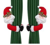 Christmas Curtain Tiebacks 2Pcs Cute Santa Claus Snowman Curtain Buckle Holdbacks Xmas Curtain Buckle Clips Curtain Tiebacks Wine Bottle Toppers for Window Décor Ornaments (Red, S)