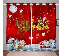 Christmas Curtains for Bedroom Living Room Santa Claus Deer Snowman Printed Curtains for Kids Boys Girls Xmas Windows Drapes Festival Decor Room Decoration,W66*L90