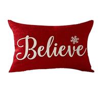 Christmas Cushion Cover Christmas Decor Rectangle Linen Soft Pillowcase Comfortable Snowflake Believe Digital Printing Pillow Protectors (No Insert)