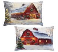 Christmas Cushion Covers 40x60 cm Snow House Cushions 40 x 60 Pillow Cases Set of 2 Decorative Pillows Invisible Zipper,Velvet Breathable,Durable Fade-Resistant,Autumn Decor Living Room Sofa LE-690
