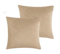Christmas Cushion Covers 45x45 CM Soft Touch Velvet Square Throw Pillow Cases with Invisible Zipper - Soft Pack of 2 Cushion Cover for Sofa Couch Chair Bedroom Car (45 x 45cm(18" x 18"), Beige)