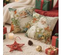 Christmas Cushion Covers 50 x 50 Flower Cushions Set of 2 with Invisible Zipper Double Sided Pattern Velvet Throw Pillow Covers, Decorative Pillowcases for Garden Bench Patio Home Sofa Bed 1B-276