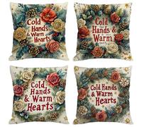 Christmas Cushion Covers 60x60 cm Set of 4 Outdoor Cushions Waterproof Garden Cushions Linen Throw Pillow Covers Beige Double Sided Printing for Indoor Sofa Outdoor Patio Balcony Fall Decor,Gifts M121