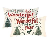 Christmas Cushion Covers 60x80cm Deer Cushions 60 x 80 Pillow Cases Set of 2 Decorative Pillows with Invisible Zipper,Linen Breathable,Durable & Fade-Resistant,Autumn Bed Decor Living Room Sofa,150-j