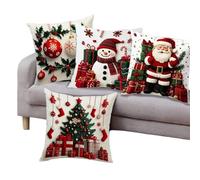 Christmas Cushion Covers | Festive Decor Pillowcase 18x18 Inch - Seat Cushion Cover | for Holiday Home Living Room Bedroom Indoor Sofa Farmhouse