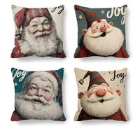 Christmas Cushion Covers, Large Cushions 60x60 cm Set of 4, Soft Velvet Santa Claus Cushion Covers for Sofa Garden Outdoor Cushions Decorative Pillows, Cooling Pillow Cases for Summer Fall K-778
