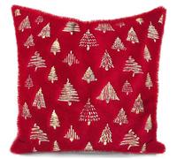 Christmas Cushion Covers Xmas Decorations Red Throw Pillow Case Fluffy Flannel Christmas Tree Glitter Partey Decor 45 x 45 cm