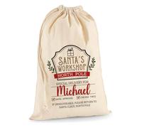 Christmas Custom Reindeer Gift Bags, Personalised Santa Sack, Christmas Bag With Name, Santa Bag - Santa Workshop