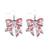 Christmas Cute Bow Gingerbread Man Wooden Dangle Earrings for Women Acrylic Funny Chicken Drop Earrings Jewelry Gift-, Zinc, No Gemstone