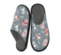 Christmas Cute Cartoon Penguins Slippers for Men Women, Xmas Womens House Slippers Indoor Slipper Socks House Shoes Bedroom Travel Shoe Use