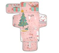 Christmas Cute Cat Blush Color Reusable Changing Table pad with Tissue Pocket Diaper mat Changing pad Travel for Moms, Dads cambiadores de pa?ales para Bebes