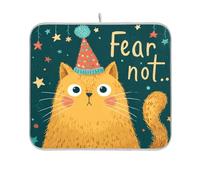 Christmas Cute Cat Fear Not Dish mat Reusable Rectangle Small Drainer mat 16x18 Easy Clean Decorative Home Decor Essentials