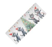 Christmas Cute Cats printed thin yoga mat Thick 1 mm for home gym non slip, with bags tapete para ejercicio 71x26 inches