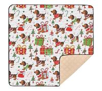 Christmas Cute Dachshund Dogs Baby Play Mat for Floor, 50x50 inch Playpen Mat,Thicken Soft Non-Slip Tummy Time Mat for Toddlers and Infants