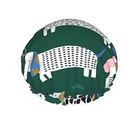 Christmas Cute Dachshund Shower Cap,Nightcap Double Layer Waterproof Elastic Bath Cap Reusable Bathing Hair Cap