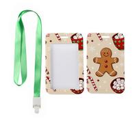 Christmas Cute Gingerbread Man ID Badge Holder with Green Lanyard, ID Holders, Vertical Name Badges Protector for Doctor, Vertical Cards Protector for Teacher, Nurse Essentials Work Nurse Accessories