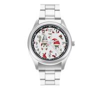 Christmas Cute Gnomes Personalized Quartz Watch Stainless Steel Wrist Watches with Arabic Numerals for Men Women