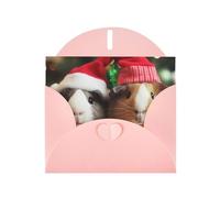 christmas cute guinea pigs Prints Pearl Paper Horizontal Festival Greeting Card for Birthday Cards and All Occasions, Pink