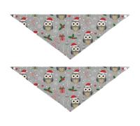 Christmas Cute Owls Dog Bandana Sets of 2 Dog Bibs Puppy Birthday Bandana Scarf Accessories for Small Large Cat Pet Bandana M Gray