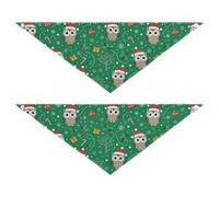 Christmas Cute Owls Dog Bandana Sets of 2 Dog Bibs Puppy Birthday Bandana Scarf Accessories for Small Large Cat Pet Bandana M Green