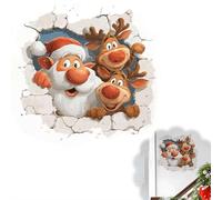 Christmas Cute Santa Claus Wall Breaking Effect, 2026 New Door Stickers for Interior Doors, 3D Santa Claus Christmas Walls Sticker, Window Christmas Decorations Indoor