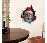 Christmas Cute Santa Claus Wall Breaking Effect, 2026 New Self Adhesive Stickers 3D Santa Claus Christmas Walls Sticker