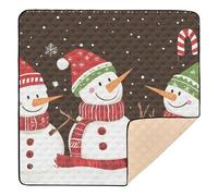 Christmas Cute Three Snowman Baby Play Mat for Floor, 50x50 inch Playpen Mat,Thicken Soft Non-Slip Tummy Time Mat for Toddlers and Infants