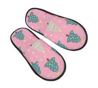Christmas Cute Tree Slippers for Women Men Xmas Tree Non-Slip House Slippers Indoor Comfy Fuzzy Footwear Memory Foam Bedroom Travel Shoes M