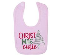 Christmas Cutie Squiggle Tree Cotton Baby bib - Pastel Pink