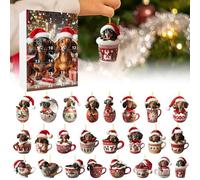 Christmas Dachshund Advent Calendar 2025,24 Day Christmas Countdown with Acrylic Dogs Ornaments,Collectible Funny Dog Set Pendant,Christ mas Tree Decor for Xmas Gifts,Collectible Gift for Christ mas