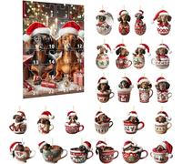 Christmas Dachshund Advent Calendar, 2025 Advent Countdown Calendar Collectible Funny Dog Set Pendant, 24 Days Of Christmas Adven-t Calendars,Xmas Tree Decoration for Home Holiday Party Gifts