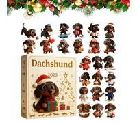 Christmas Dachshund Advent Calendar - 24 Days Collectable Acrylic 2D Pendant for the Christmas Advent Calendar - Christmas Tree Decoration Countdown Calendar | For Adults Teenagers Family Friends U