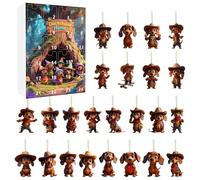 Christmas Dachshund Calendar - 24 Days Cute Dashond Ornaments 2025 Counting Calendar,2D Acrylic Pendant for Holiday Christmas Tree Window Wall Door Decor
