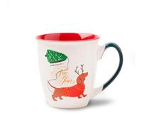 Christmas Dachshund Dog Mug 350ml Cute Festive Dachshund Ceramic Coffee Cup Dog Lover Gift Mug for Hot Chocolate or Tea (H 10cmx W9cm) Assorted Christmas Designs (Dachshund Dog Reindeer)