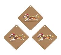 Christmas Dachshund Hanging Car Air Fresheners 3Pcs Aromatherapy Tablets Automotive Fragrance Scented Card Decor Rhombus