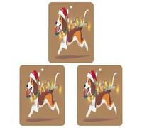 Christmas Dachshund Hanging Car Air Fresheners 3Pcs Aromatherapy Tablets Automotive Fragrance Scented Card Decor Square