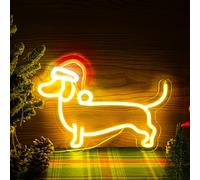 Christmas Dachshund Neon Sign Dog Neon Signs for Wall Decor Cute Puppy with Santa's Hat Led Light Sign for Pet Shop Bedroom Wall Home Party Decor, Party Accessory, Gift for Dog Lover (Dachshund)