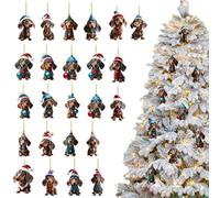 Christmas Dachshund Pendant Advent, 2D Acrylic Christmas Countdown Pendant | Car Decorations for Thanksgiving Birthday School Classroom Offices