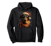Christmas Dachshund Santa Hat Gingerbread Cookie Snowy Dog Pullover Hoodie