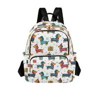 Christmas Dachshund Snowflake Backpack Women Ladies Handbag Shoulder Bag Casual Daypack Gift for College Work Medium