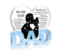 Christmas Dad Heart Shaped Acrylic Plaque from Daughter, Sentimental Clear Keepsake, Funny and Emotional Decoration for Father Birthday or Everyday Appreciation