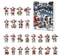 Christmas Dairy Cow Advent Calendar 2025, 24 Days Christmas Countdown Calendar Acrylic Ornaments, Xmas Tree 2D Acrylic Dairy Cow Hanging Decoration for Kids & Adults (C)
