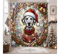 Christmas Dalmatian Holiday Theme Shower Curtain 62x72 Inch
