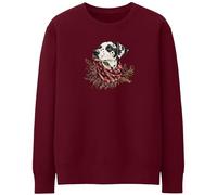 Christmas Dalmatian Sweatshirt For Women Festive Red Berries Pinecones Wreath Xmas Jumper, XXL, Maroon