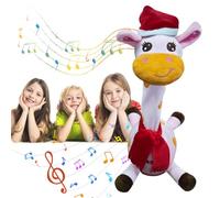 Christmas Dancing Singing Talking Giraffe Toy,Red Santa Hat And Scarf Christmas Dancing Giraffe Plush Stuffed Animal,Recording & Repeating Toy With Movable Neck, Educational Toys Gifts