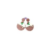 Christmas Dangle Earrings Christmas Pudding Earrings Hohoho Glitter Acrylic Earrings