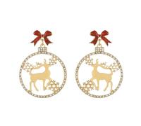 Christmas Dangle Earrings for Women|Xmas Tree Bear Gingerbread Man Santa Claus Wreath Earrings for Women | Festive Gifts Holiday Accessory, Metal, Rhinestone