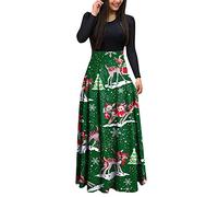 Christmas Day Dresses for Women, Sexy Xmas Outfits Women, Cocktail Swing Dress Retro Long Sleeve Dress Flare Vintage Hepburn Dresses Christmas Costume for Cocktail Party