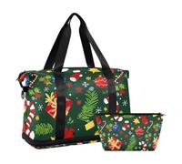 Christmas Deco Holly Large Travel Bag Gym Bag with Adjustable Strap for Hiking Waterproof, Christmas deco holly, One Size