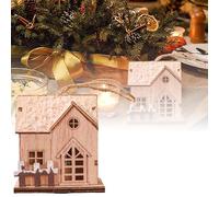 Christmas Decor 10cm Festival Cabin Pendant Village Country Style Desktop Center Suitable for Festival Party (Black, 9cm)